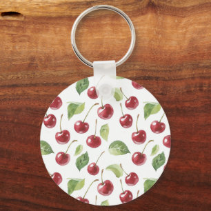 Porte-clés Cerises Rouges Feuilles Vertes