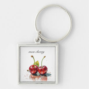 Porte-clés Cerises Sweetheart en aquarelle, personnalisé