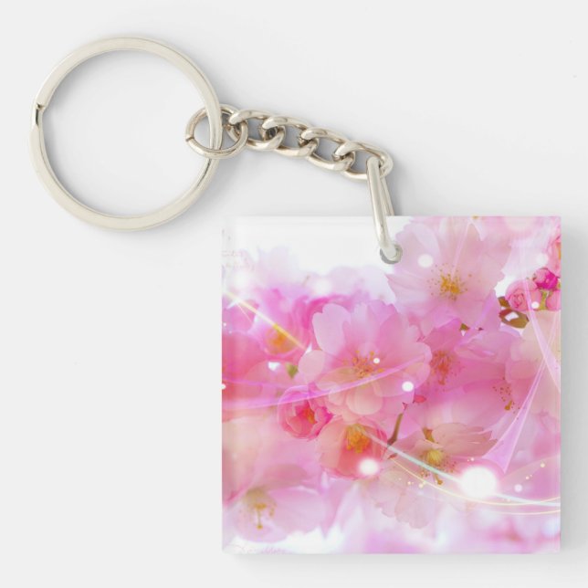 Porte-clés Cerisier japonais aux fleurs rose pastel (Devant)