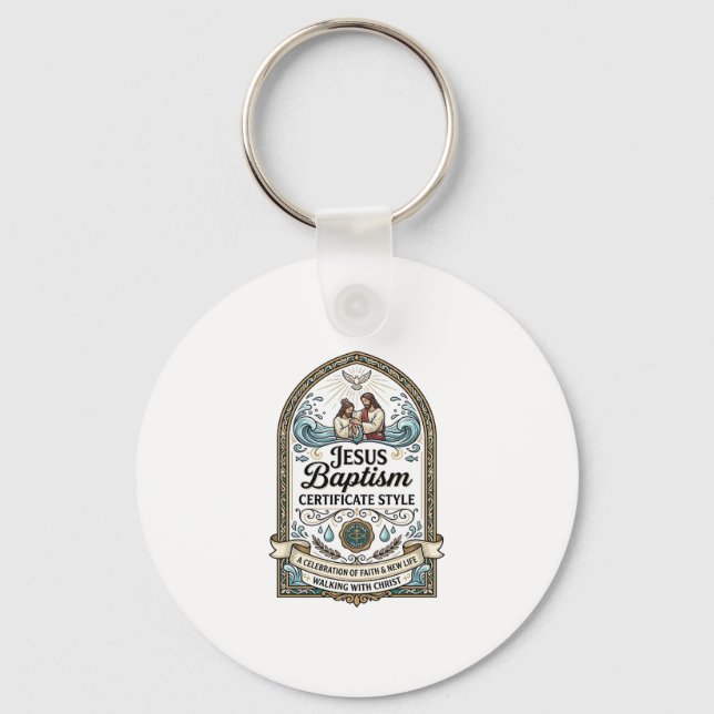 Porte-clés Certificat de baptême de Jésus Style Certificat de (Recto)