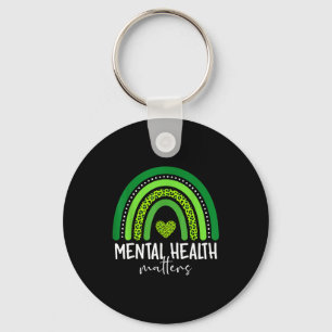 Porte-clés Cerveau arc-en-ciel vert de sensibilisation à la s