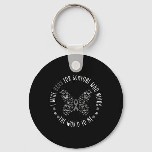 Porte-clés Cerveau Tumeur Cerveau Cancer Gris Ruban Je Porte