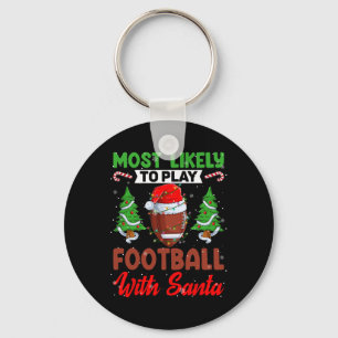 Porte-clés C'Est Drôle De Jouer Au Football Avec Père Noël Ch
