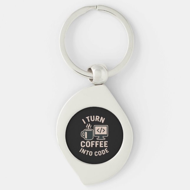 Porte-clés C'est drôle qu'il transforme le café en code (Devant)