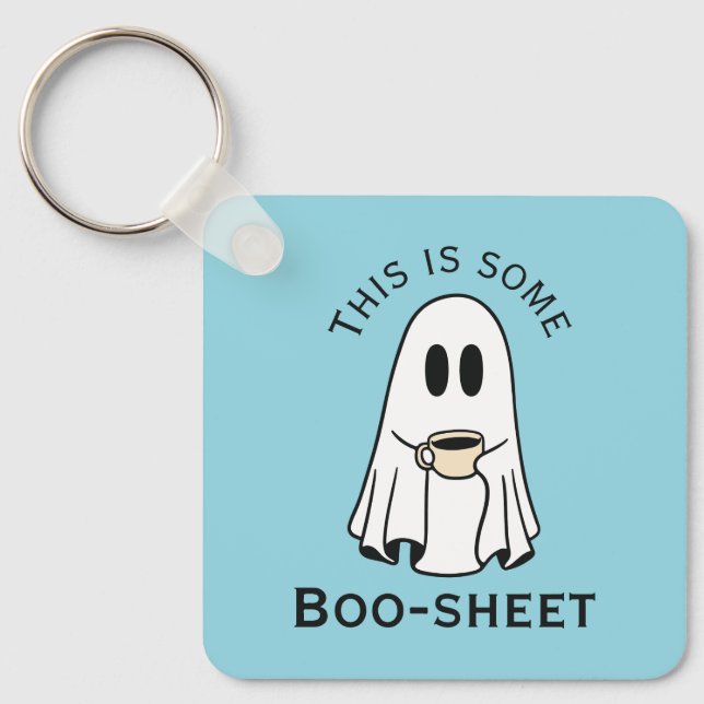 Porte-clés C'est du boo-sheet fantôme boo avec du café (Recto)