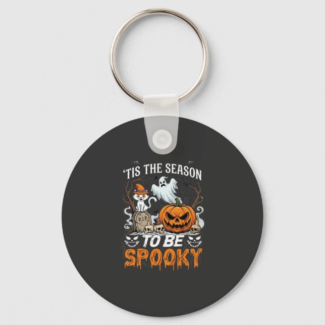 Porte-clés C'est la saison d'Halloween Fantôme Citrouille Épo (Recto)