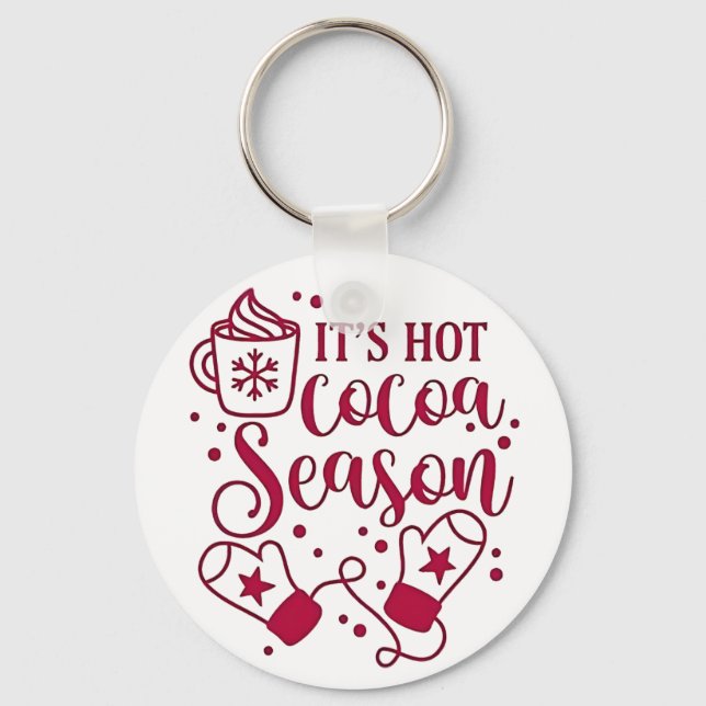 Porte-clés C'est la saison du chocolat chaud Cacoa Noël  (Recto)