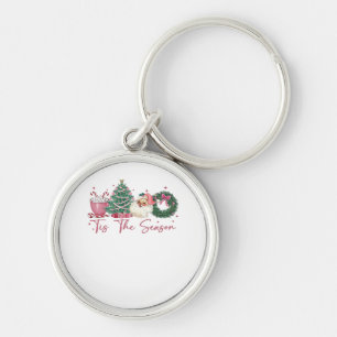 Porte-clés C'est la saison Joyeux Noël Mignon Café de Noël Ch