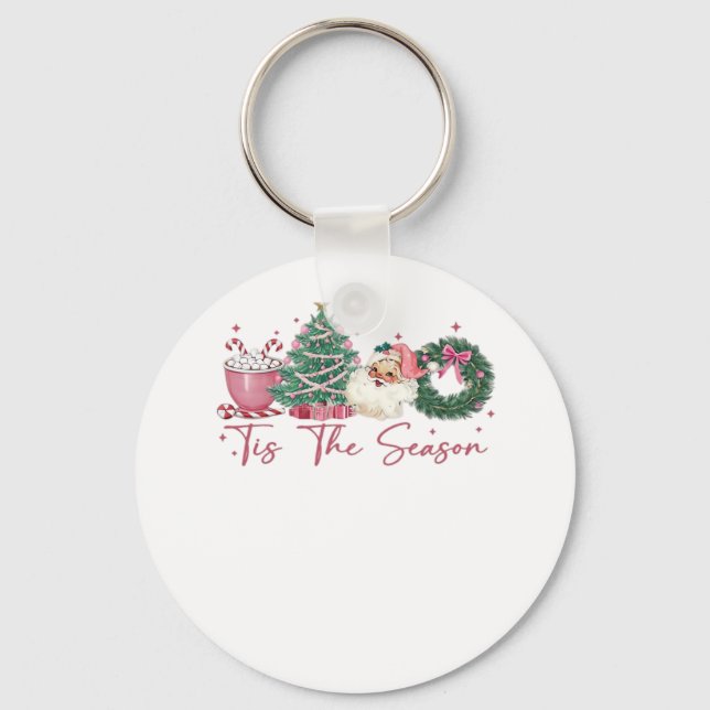 Porte-clés C'est la saison Joyeux Noël Mignon Xmas Café Ch (Recto)