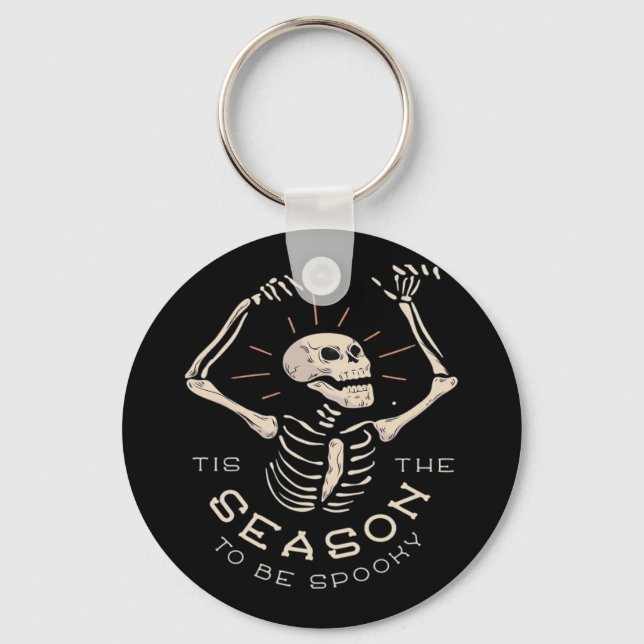 Porte-clés C'est la saison pour un squelette d'Halloween effr (Recto)