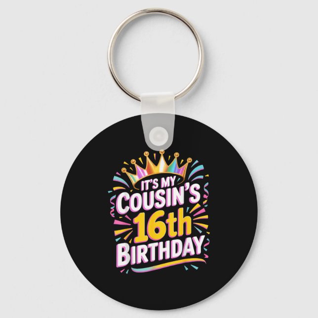 Porte-clés C'est l'anniversaire de mes cousins 16 ans Joyeux  (Recto)