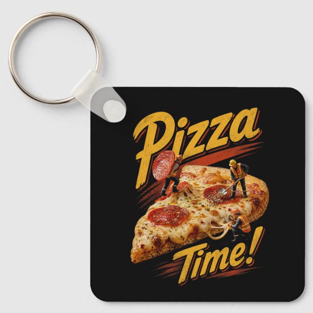 Porte-clés C'est l'heure de la pizza ! (Recto)