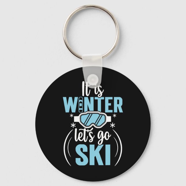 Porte-clés C'est l'hiver, allons faire du ski  (Recto)
