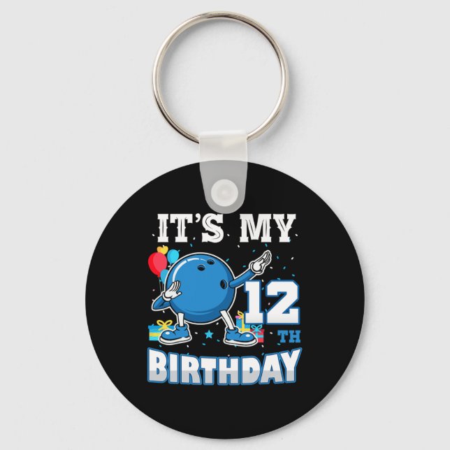 Porte-clés C'est mon 12e anniversaire Dabbing Bowling 12 ans (Recto)