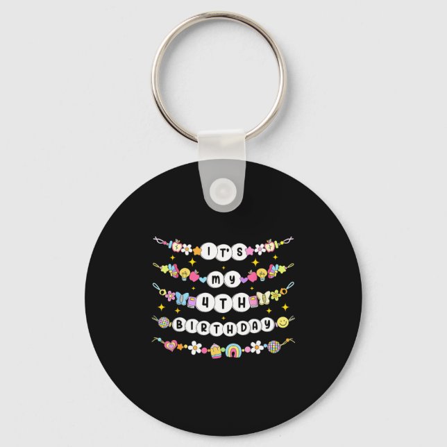 Porte-clés C'est mon 4ème anniversaire 4 Joyeux Anniversaire  (Recto)