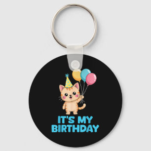 Porte-clés C'est mon anniversaire Chat Kawaii 