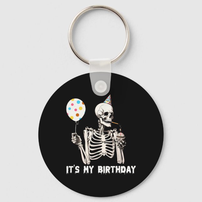 Porte-clés C'est mon anniversaire Halloween Squelette drôle A (Recto)