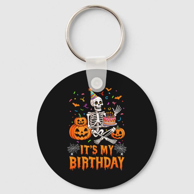 Porte-clés C'est mon anniversaire squelette Joyeux anniversai (Recto)