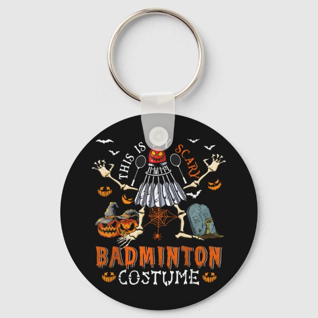 Porte-clés C'est mon costume de badminton effrayant Halloween (Recto)