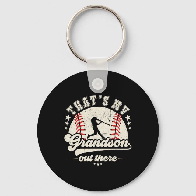 Porte-clés C'est mon petit-fils là-bas, grand-mère de basebal (Recto)