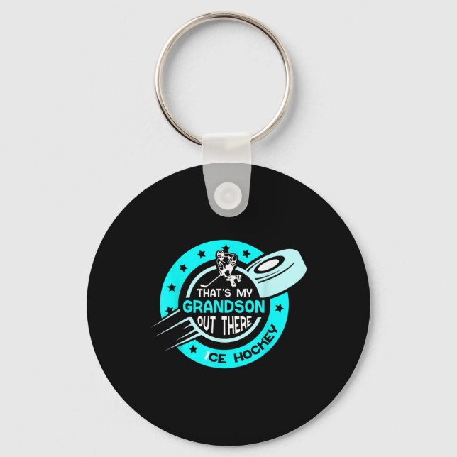 Porte-clés C'est mon petit-fils sur ce terrain de hockey sur  (Recto)