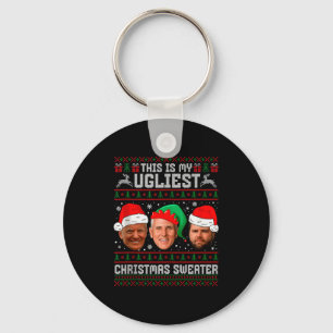 Porte-clés C'est mon pull de Noël le plus laid, drôle Trump V