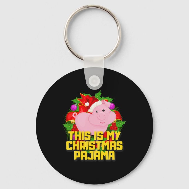 Porte-clés C'Est Mon Pyjama De Noël Cochon Mignonne Noël Coch (Recto)