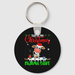 Porte-clés C'Est Mon Pyjama De Noël Père Noël Vache Lumière