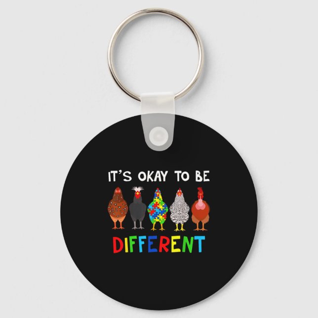 Porte-clés C'est Ok D'être Différent Cute Puzzle Poulet Autis (Recto)