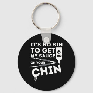 Porte-clés C'est pas un péché d'obtenir ma sauce Funny Bbq Sm