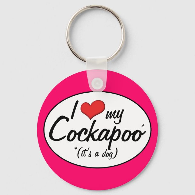 Porte-clés C'est un chien ! J'Aime Mon Cockapoo (Recto)