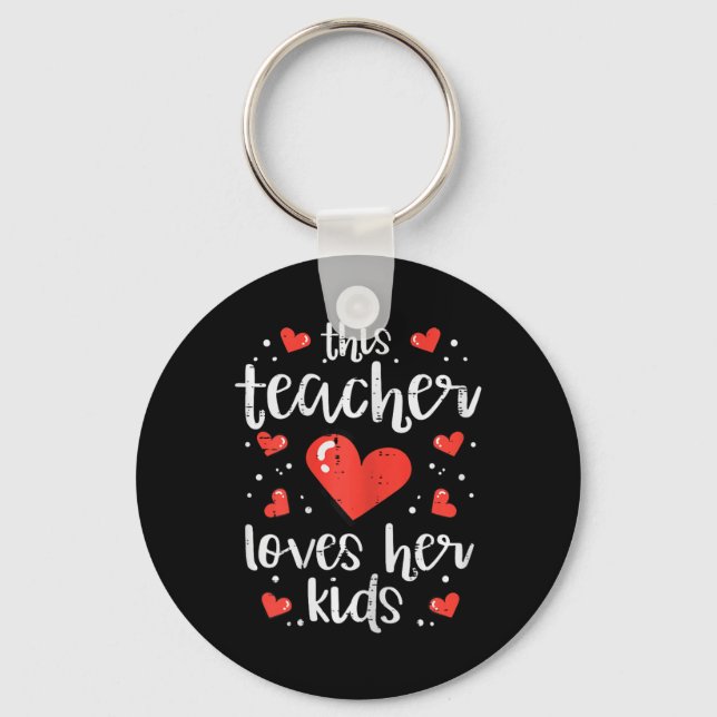Porte-clés Cette enseignante aime ses enfants Saint-Valentin  (Recto)