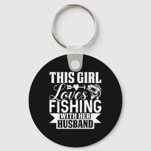 Porte-clés Cette fille adore la pêche avec son mari
