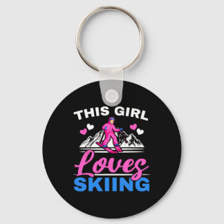 Porte-clés Cette fille adore le skieur de ski sport d'hiver n