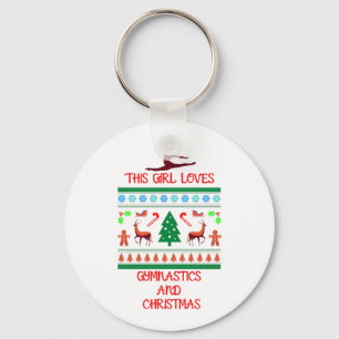 Porte-clés Cette fille aime la gymnastique et Noël