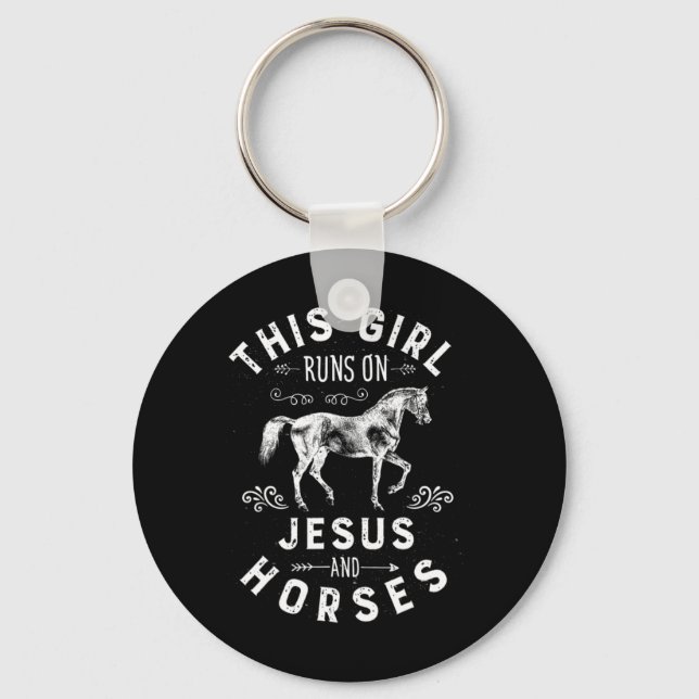 Porte-clés Cette Fille Coule Sur Jésus Et Cheval Équitation É (Recto)