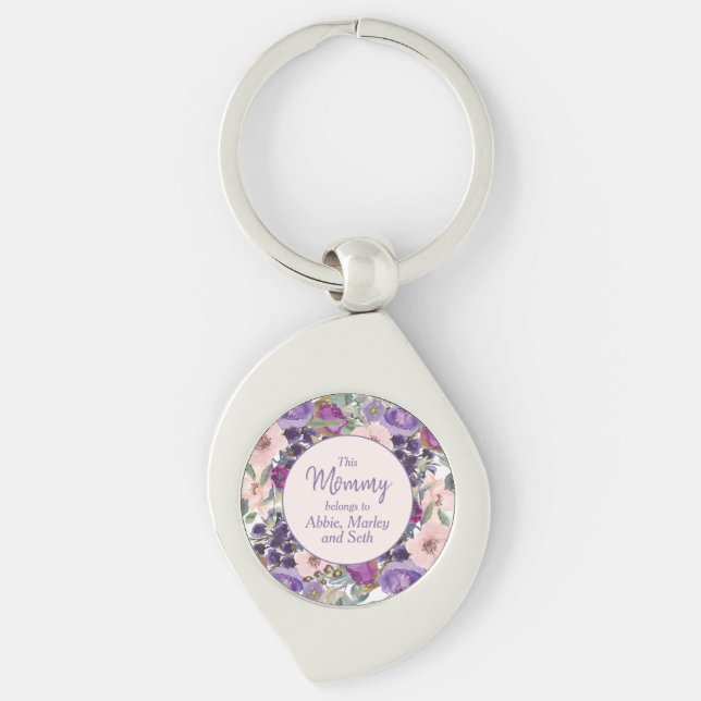 Porte-clés Cette Maman Appartient À Floral Rose Violet (Devant)
