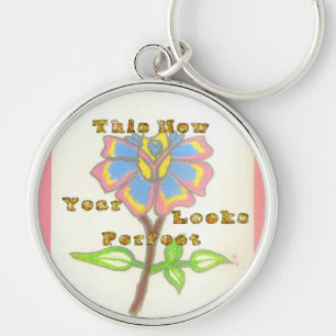 Porte-clés Cette nouvelle année semble parfait floral texte a