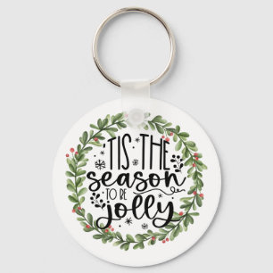 Porte-clés Cette saison sera Jolly Watercolor Wreath