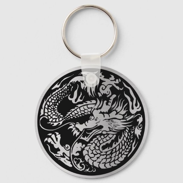 Porte-clés Chaîne clé Black and Silver Chinese Dragon (Recto)