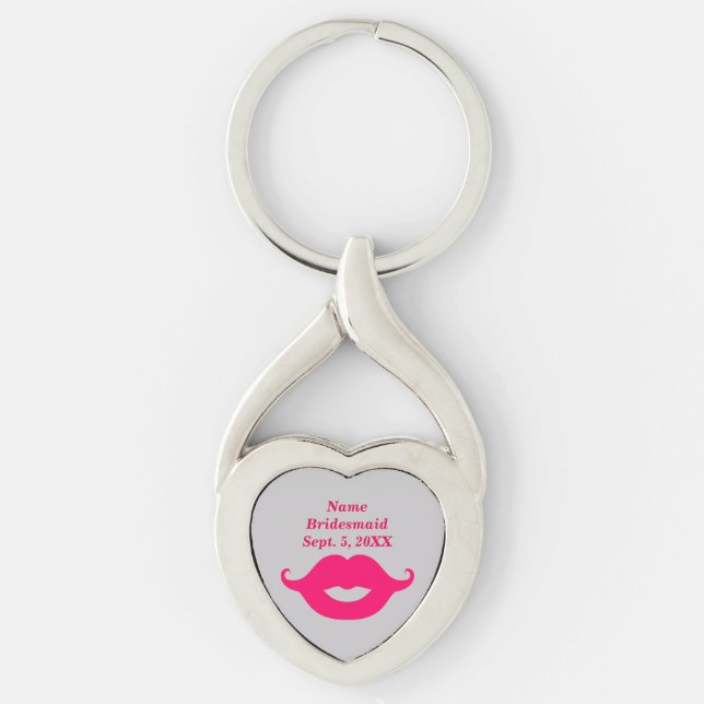 Porte-clés Chaîne d'accueil Mustache rose Twisted Heart Keych (Devant)