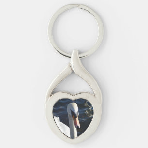 Porte-clés Chaîne de claviers du coeur du cygne blanc