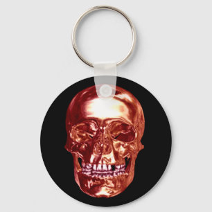 Porte-clés Chaîne de clés Crâne Chrome Rouge
