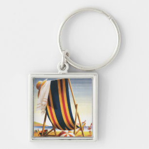 Porte-clés Chaise de plage de chemins de fer et affiche