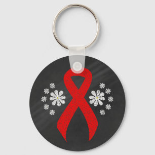 Porte-clés Chalkboard Red Awareness Ribbon