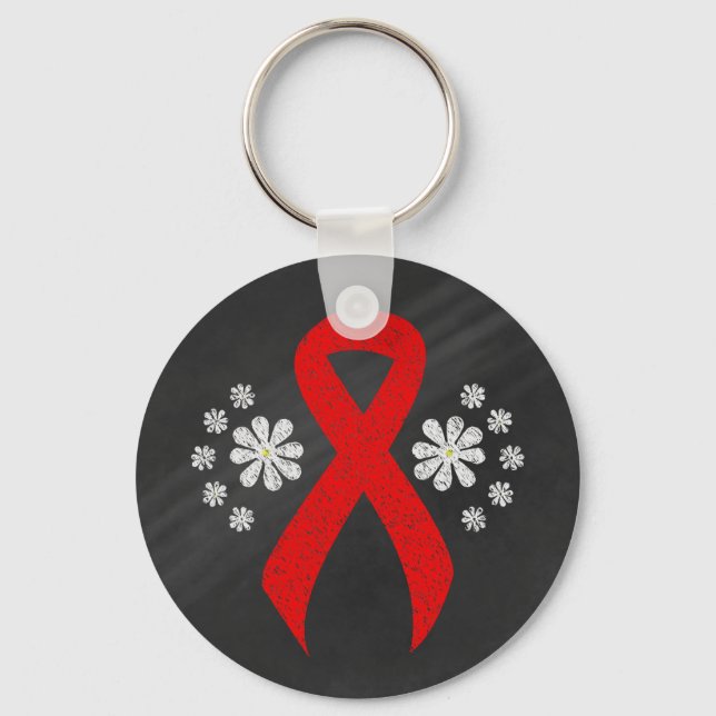 Porte-clés Chalkboard Red Awareness Ribbon (Recto)