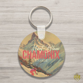 Porte-clés Chamonix France Mont-Blanc Vintage Ski 1950