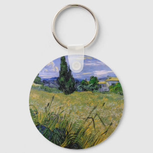 Porte-clés Champ de blé vert avec cyprès par Van Gogh.