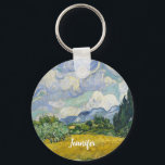 Porte-clés Champ de blé Vincent Van Gogh avec Cyprès sur mesu<br><div class="desc">Belle oeuvre de 1889 du célèbre peintre Vincent Van Gogh,  un de mes artistes préférés de l'époque impressionniste. L'impressionnisme paysage art présente de grands cyprès verts dressés contre de jolis nuages tourbillonnants au-dessus d'un champ de blé.</div>