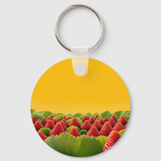 Porte-clés Champ de Fraises Rouge Vibrant (Recto)